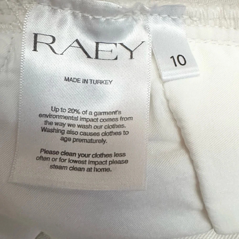 RAEY Off White Denim Maxi Skirt 6 Organic Cotton Split Back Cut Out Raw Hem